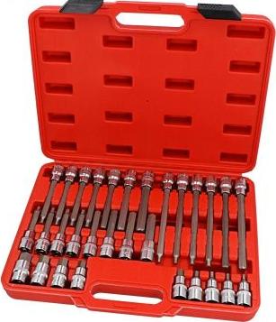 30-TEILIGER STECKSCHLÜSSELBITSATZ. CRV-TYP SECHSKANT. Inbus-Bits für 1/2"-Ratschen